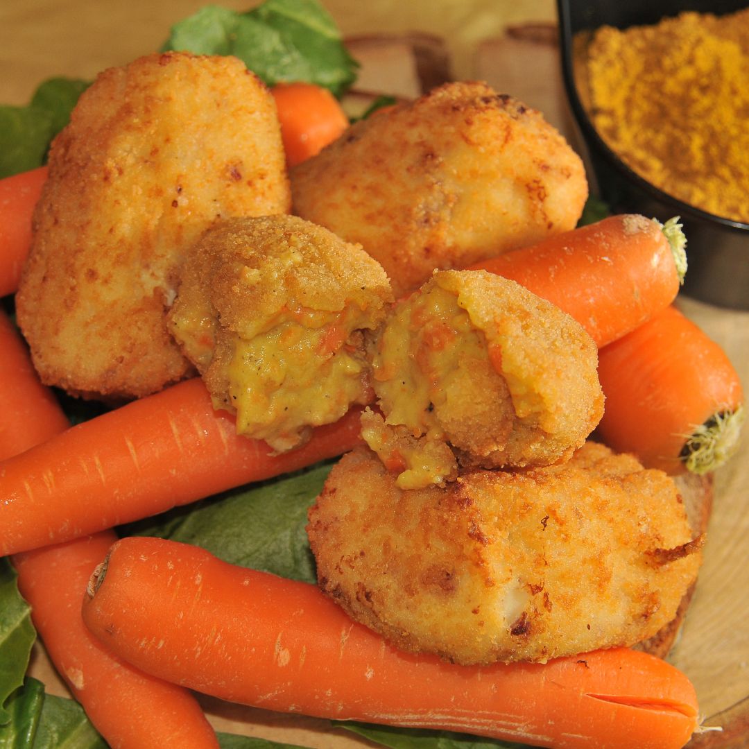 Croqueta Vegana de Zanahoria con Acelgas al Curry - CroquetArte