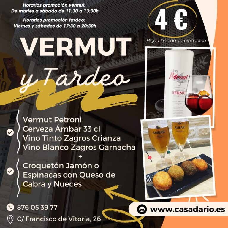 Especial Vermut y Tardeo en Restaurante Casa Darío en Zaragoza